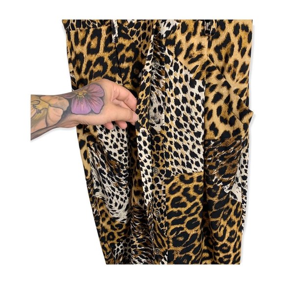 Vintage 80s Scarlett Animal Print Short Sleeve Button Up Dress Medium - Picture 9 of 15
